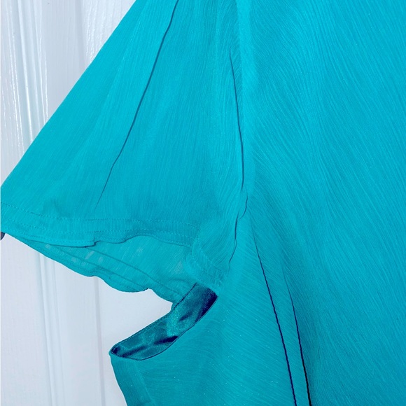 Lane Bryant 22/24 Plus Size Teal Dress Blouse with Elastic Waist - Picture 4 of 9